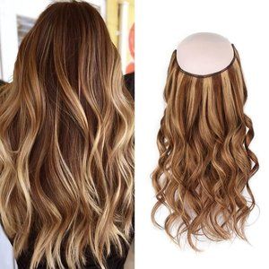 Sassina Halo Hair Extension 100% Remy Human Hair 16 " Chestnut Brown Golden Blon